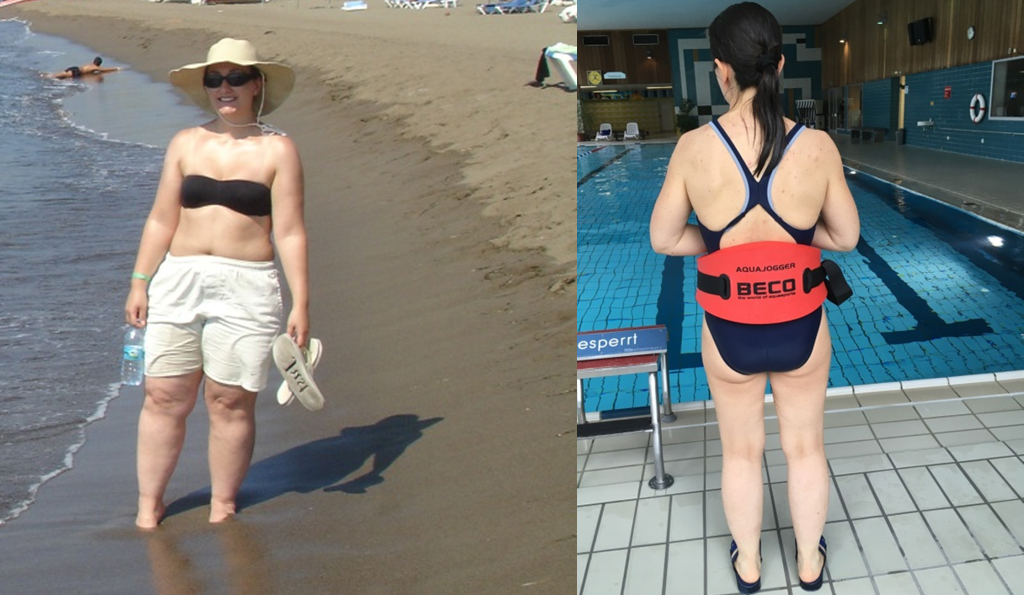 Bloggerin Christina am Wasser vor und nach dem Abnehmen