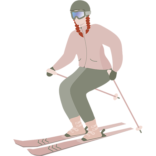Illustration einer Lipödembetroffenen beim Skifahren