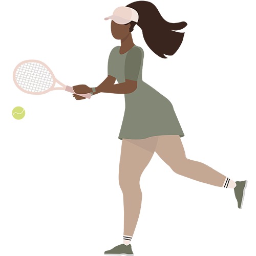 Illustration einer Lipödembetroffenen beim Tennis