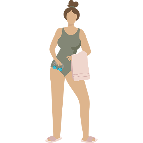 Illustration einer Lipödembetroffenen in Badekleidung